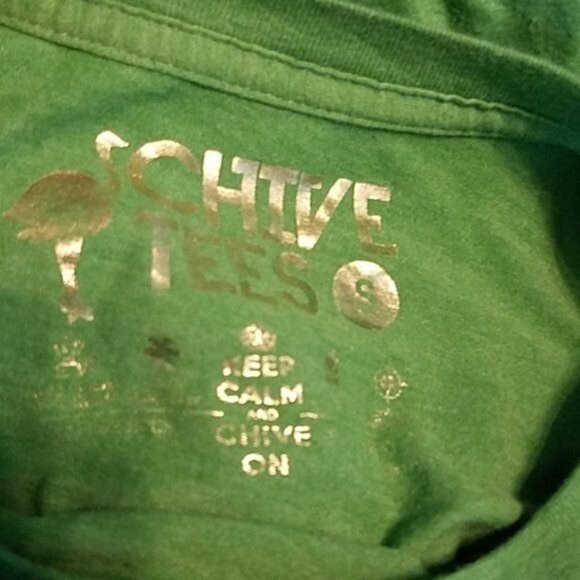 Keep Calm & Chive On Tee T Shirt Green Top Adult Size Small - Picture 7 of 9